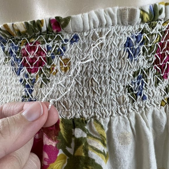 Floral Maxi Skirt - White with Pink and Green Accents - Picture 3 of 9